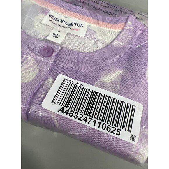 Isaac Mizrahi Live Bridgehampton Printed Shell Cardigan Women Small Lavender NEW - Picture 3 of 7
